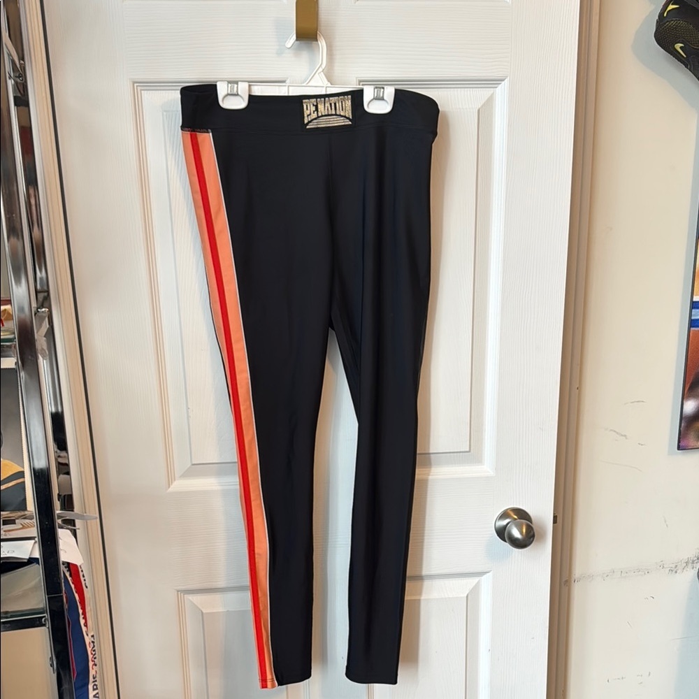 PE Nation Black Leggings with Stripe